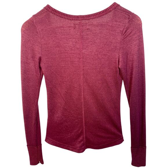 Abercrombie & Fitch Soft AF Cozy Red Knit Henley Long Sleeve Sweater Womens XS - Picture 2 of 7